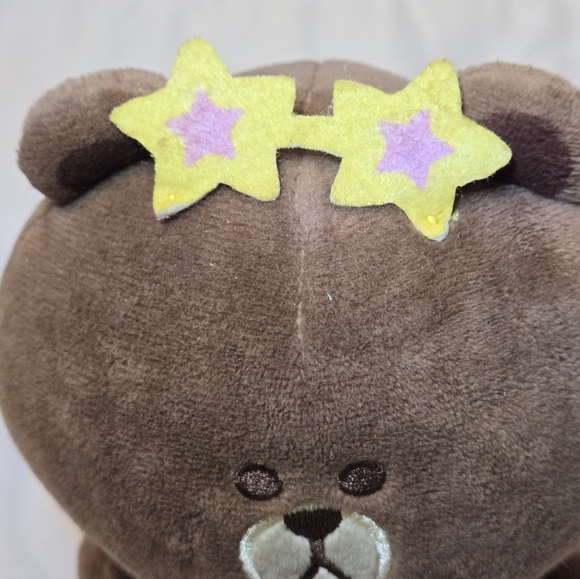 Official Licensed Authentic Line Friends 6" Brown w/ Star Shape Sunglasses Plush - Picture 2 of 7